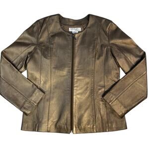 Vintage Leather Jacket Tower Hill Collection Bronze Women’s Size 14 Metallic